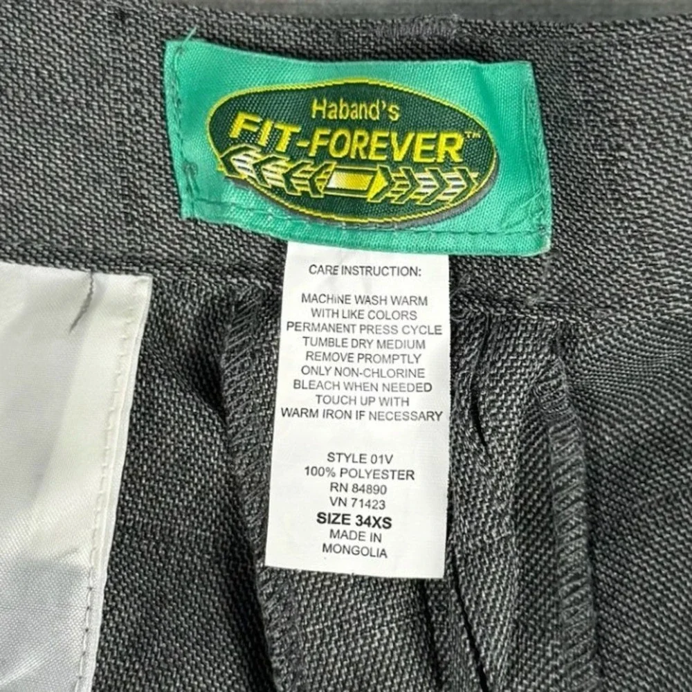Haband Fit-Forever Permanent Press High Rise Dress Pants Mens 34XS Gray